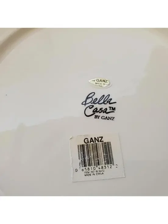 Rooster Dinner Plates Blue White Yellow Flower Spring 10 1/4" Bella Casa By Ganz - Picture 9 of 10